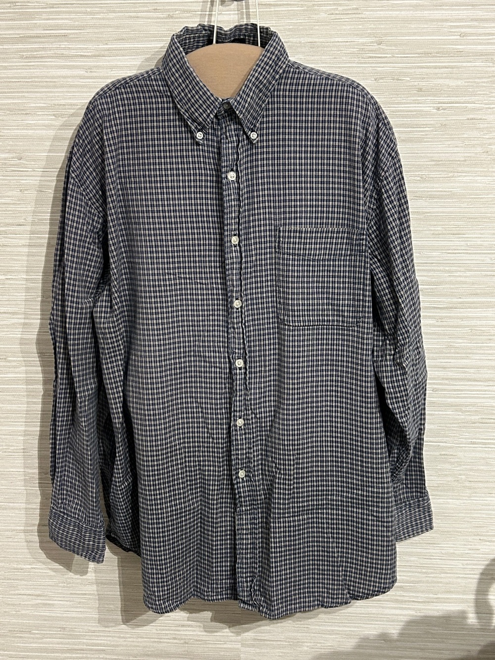 Britches Great Outdoors XL Blue Gingham Check Flannel Shirt Vintage
